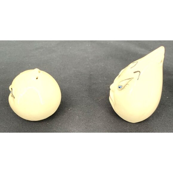 Drip and Drop Salt Pepper Shakers Anthropomorphic Onion Garlic MCM Ceramic 3" - Picture 2 of 9
